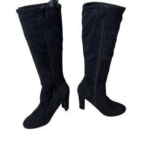 Chickadee Black knee-high boot women’s size 7.5 faux suede 3.5” heal side zipper